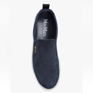 MaxMara Women’s Tia Slip On Sneaker Suede Leather in Ultramarine Blue IT 39